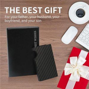 Carbon Fiber Wallet for Men with Metal Money Clip Wallet Blocking Ultra-thin